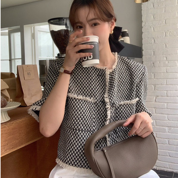 LD 94 Kenzie Tweed Top Blazer Pendek Fairlady 129