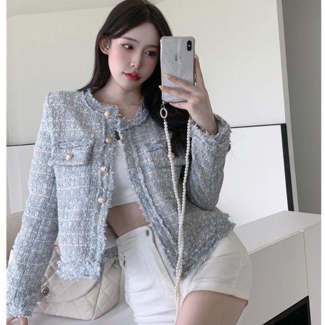 LD 100 Jaq Blue Tweed Blazer Korea Fairlady