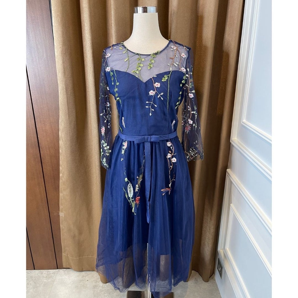 [READY] LD 84/88 Emery Navy Brukat Lace Dress