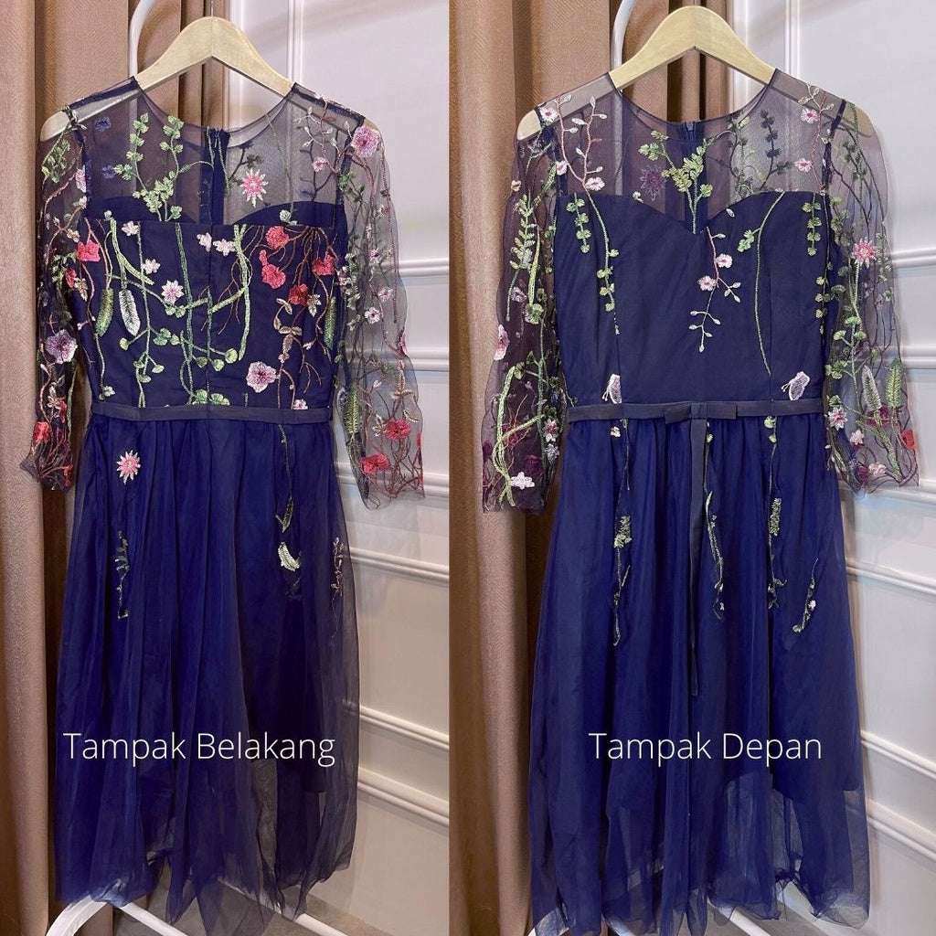 [READY] LD 84/88 Emery Navy Brukat Lace Dress