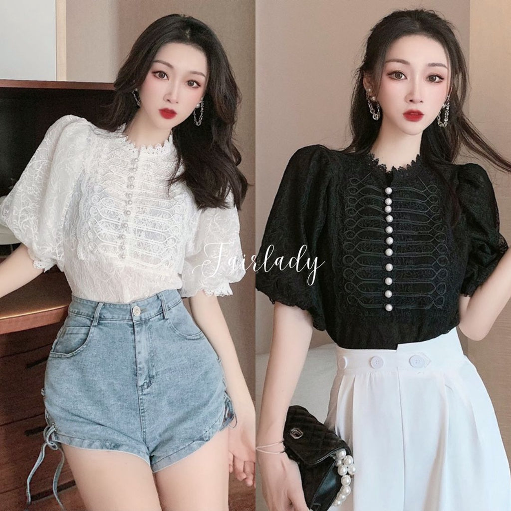 [READY] LD 90-92 Cyndi Brukat Lace Top Blouse Atasan Wanita Korean Style Premium Fairlady_id