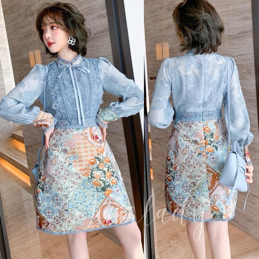 [READY] LD 86-98 Neva Jacquard Brukat Lace Dress