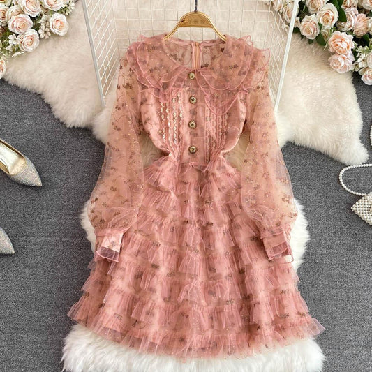 [READY] BIG LD 98-100 Marlis Orange-Peach Brukat Lace Dress Pesta Wanita Korean Style Premium Fairlady_id