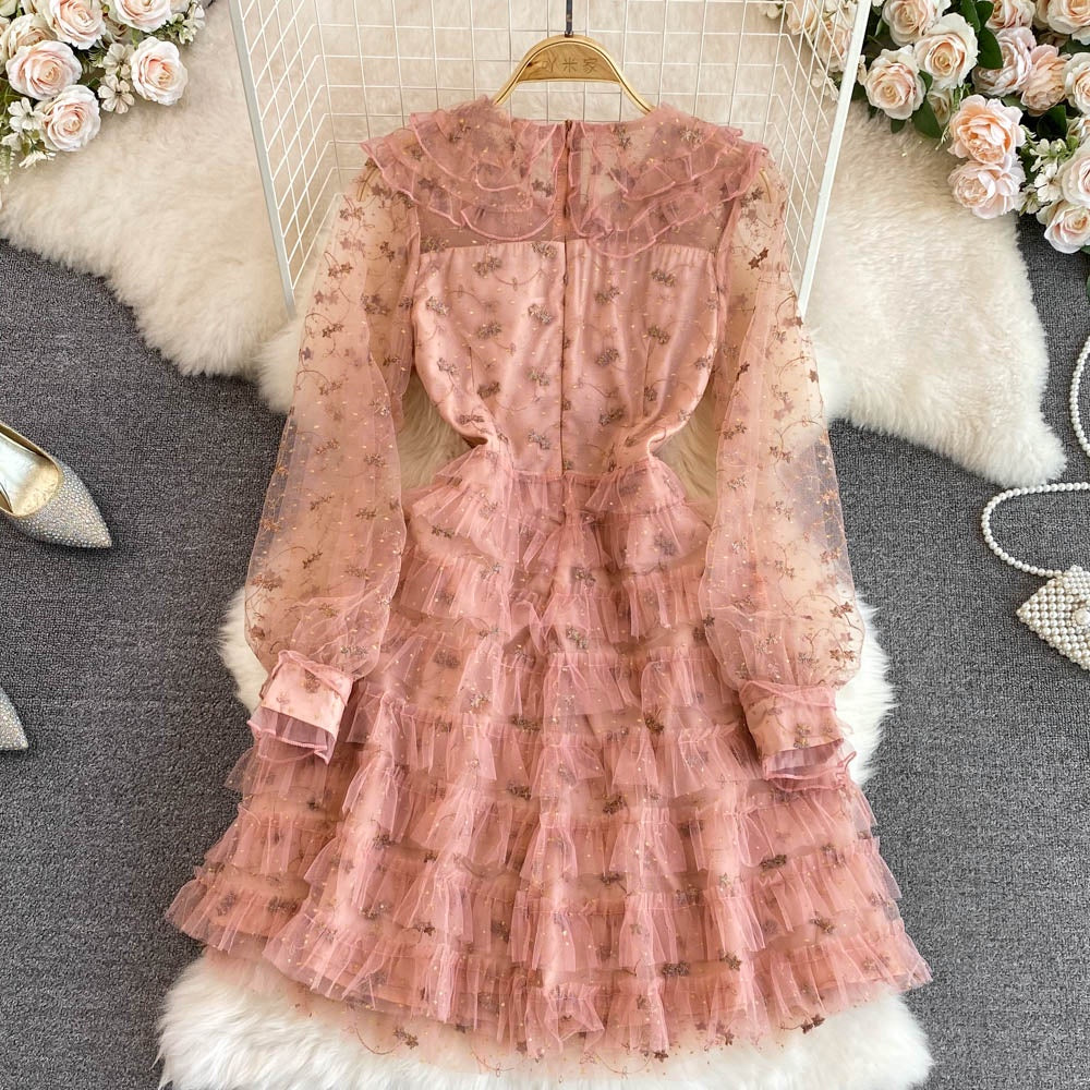 [READY] BIG LD 98-100 Marlis Orange-Peach Brukat Lace Dress Pesta Wanita Korean Style Premium Fairlady_id