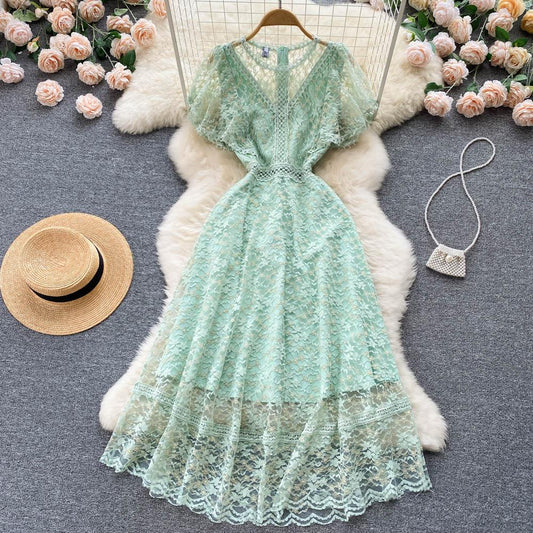 [READY] BIG LD 92-102 Minthy Brukat Lace Mint Green Dress Korean Style Premium Fairlady_id