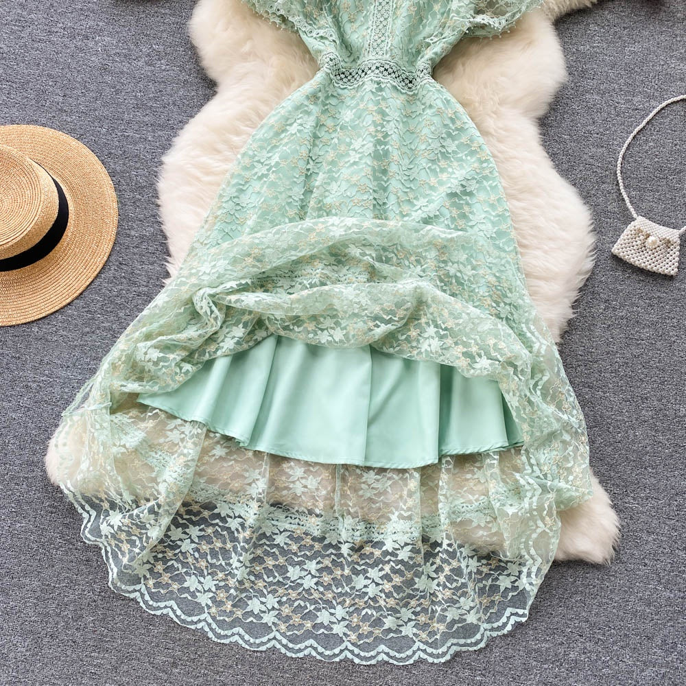 [READY] BIG LD 92-102 Minthy Brukat Lace Mint Green Dress Korean Style Premium Fairlady_id