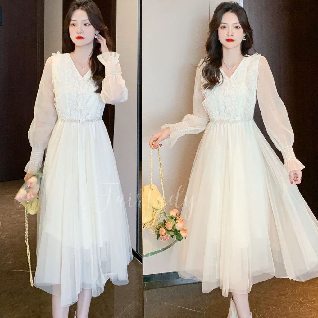 [READY] LD 88-96 Sienna Ivory Brukat Lace Dress Wanita Korean Style Premium Fairlady_id