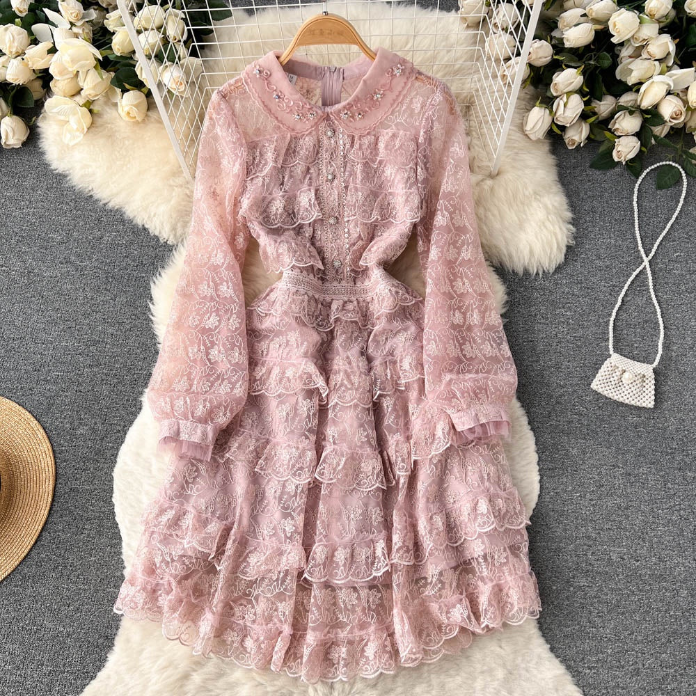 [READY] LD 84-98 Yolanda Brukat Lace Layered Dress Wanita Korean Style Premium Fairlady_id