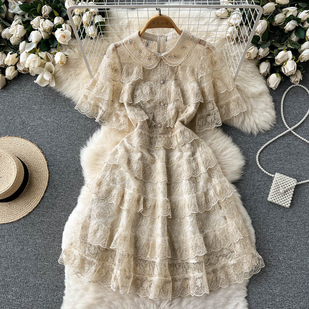 [READY] LD 84-98 Yolanda Brukat Lace Layered Dress Wanita Korean Style Premium Fairlady_id