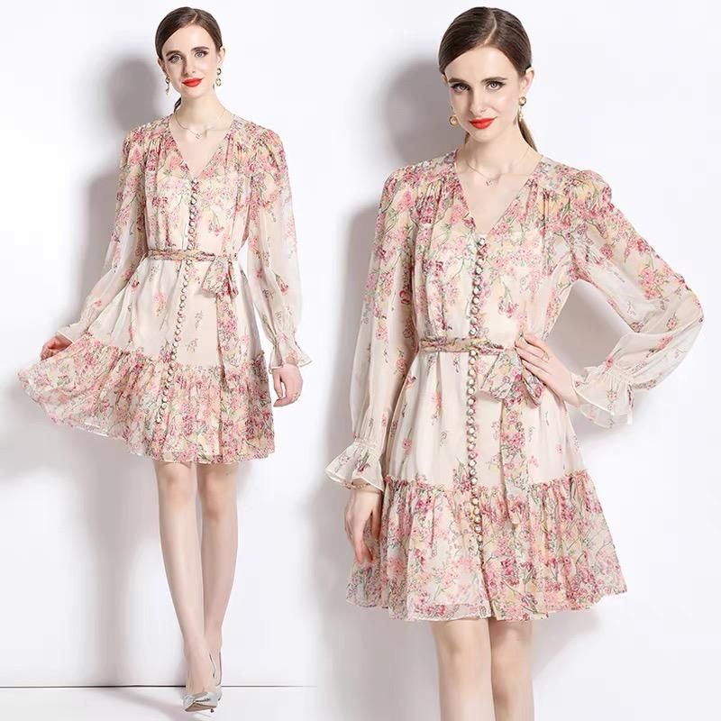 LD 92/100 Flo Floral Set Chiffon Inner+Dress Fairlady 139