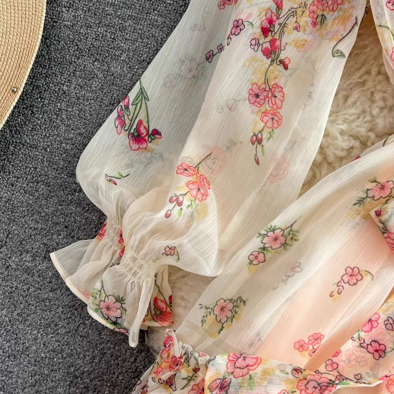 LD 92/100 Flo Floral Set Chiffon Inner+Dress Fairlady 139