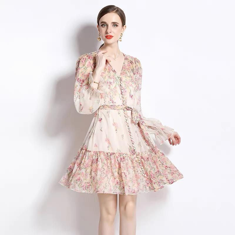 LD 92/100 Flo Floral Set Chiffon Inner+Dress Fairlady 139