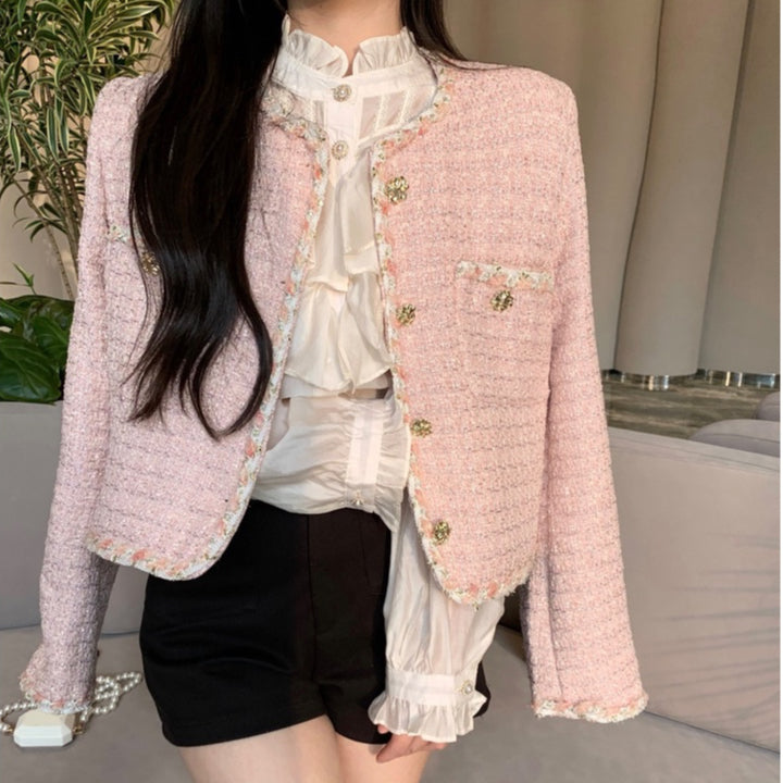 LD 92 Malvina Black & Pink Tweed Blazer Korea Fairlady