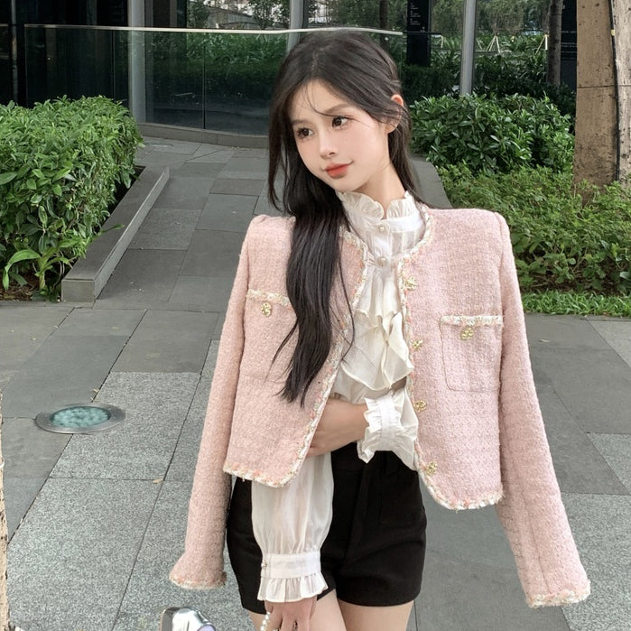 LD 92 Malvina Black & Pink Tweed Blazer Korea Fairlady