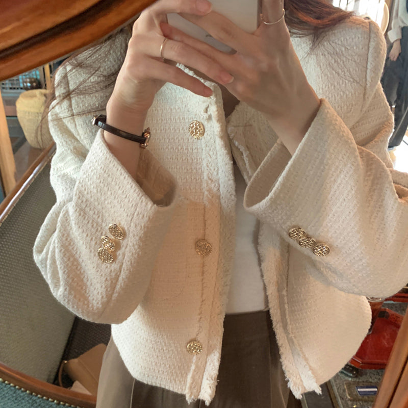 Tomomi Broken White Tweed Blazer Korea Fairlady