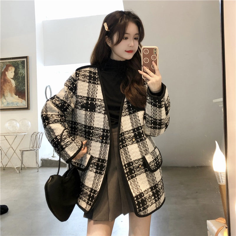 LD 106/118 BIG SIZE Shelly B&W Tweed Blazer Korea Fairlady