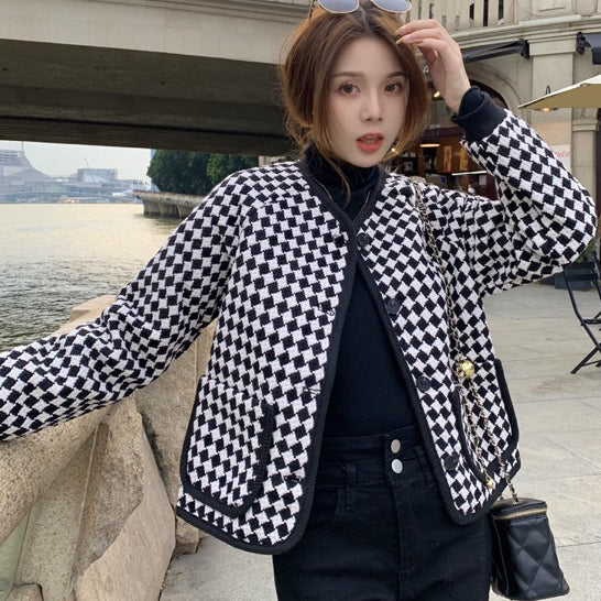 LD 112 BIG SIZE Ferra B&W Tweed Blazer Korea Fairlady