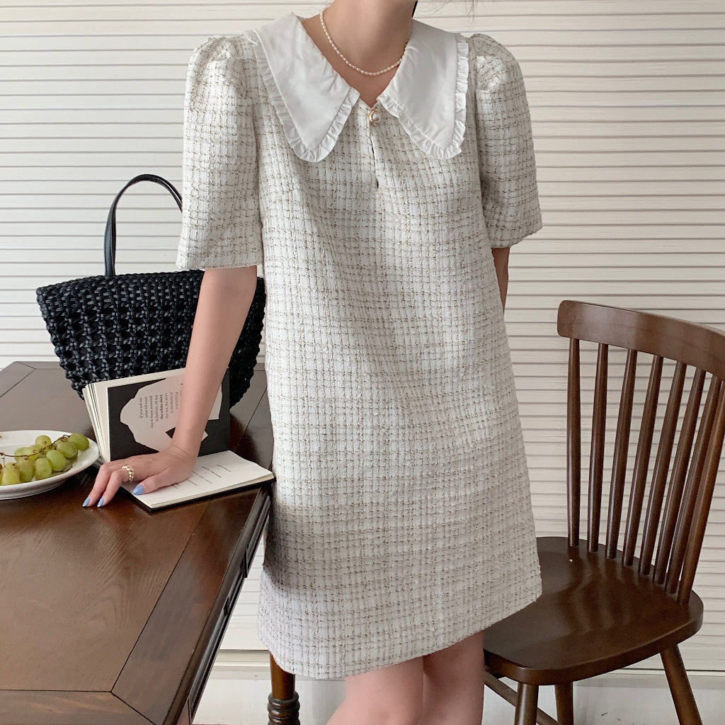 Maggie Tweed Collar Dress Korea Fairlady