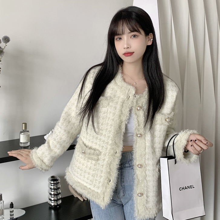 LD 98 BIG Morana Fur Gray & White Blazer Korea Fairlady