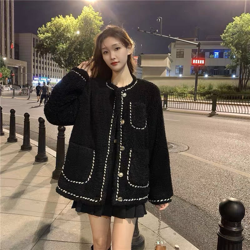 LD 100 BIG SIZE Helga Black Fleece Wool Blazer