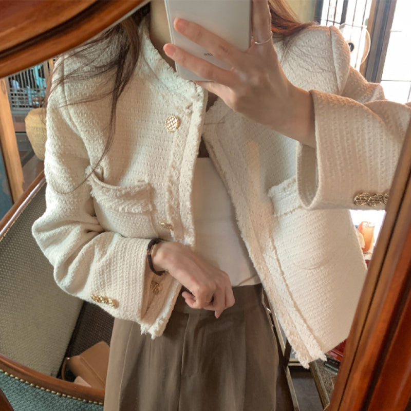 Tomomi Broken White Tweed Blazer Korea Fairlady