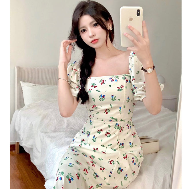 LD 86 Tarina White Floral Dress Korea Fairlady