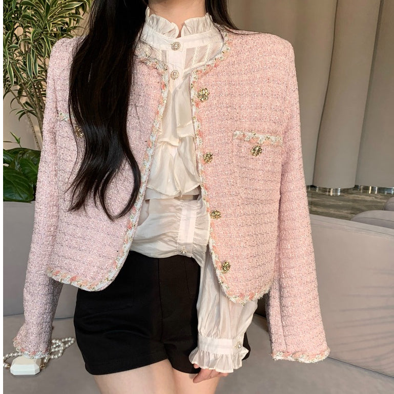 LD 92 Malvina Black & Pink Tweed Blazer Korea Fairlady