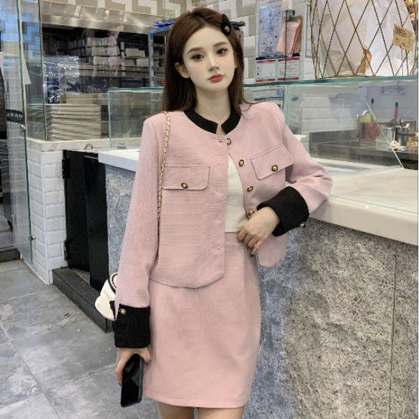 LD 116 BIG SIZE Winny Pink Tweed Set Top+Skort Fairlady 122