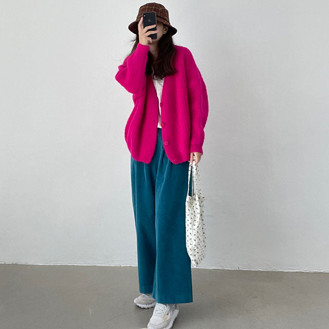 Maia Knit Wool Cardigan Fuchsia