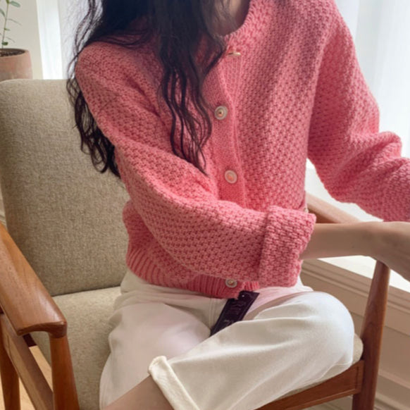 LD 110 Macey Knit Wool Pink Cardigan Korea Fairlady