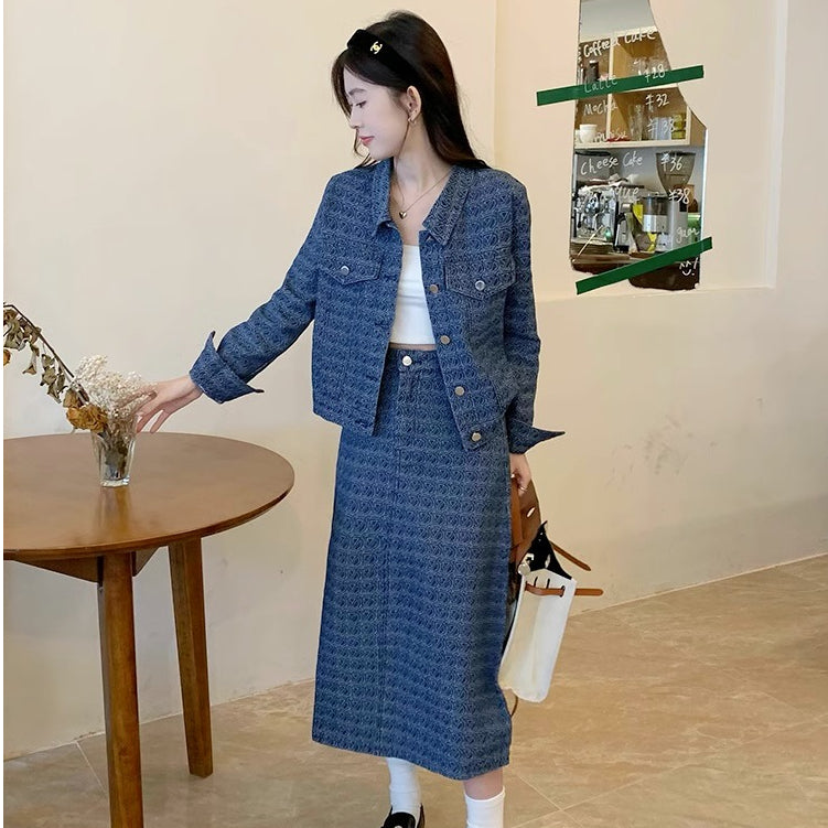 LD 116/98 BIG SIZE Hatsu Denim Set Top+Skirt Korea Fairlady