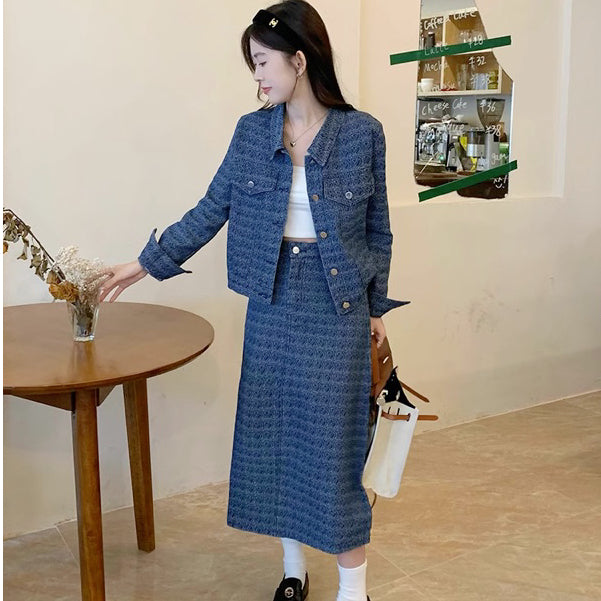 LD 116/98 BIG SIZE Hatsu Denim Set Top+Skirt Korea Fairlady