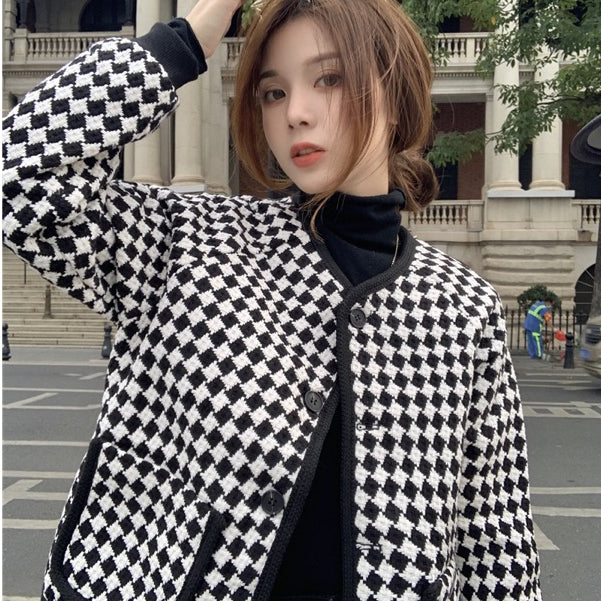 LD 112 BIG SIZE Ferra B&W Tweed Blazer Korea Fairlady