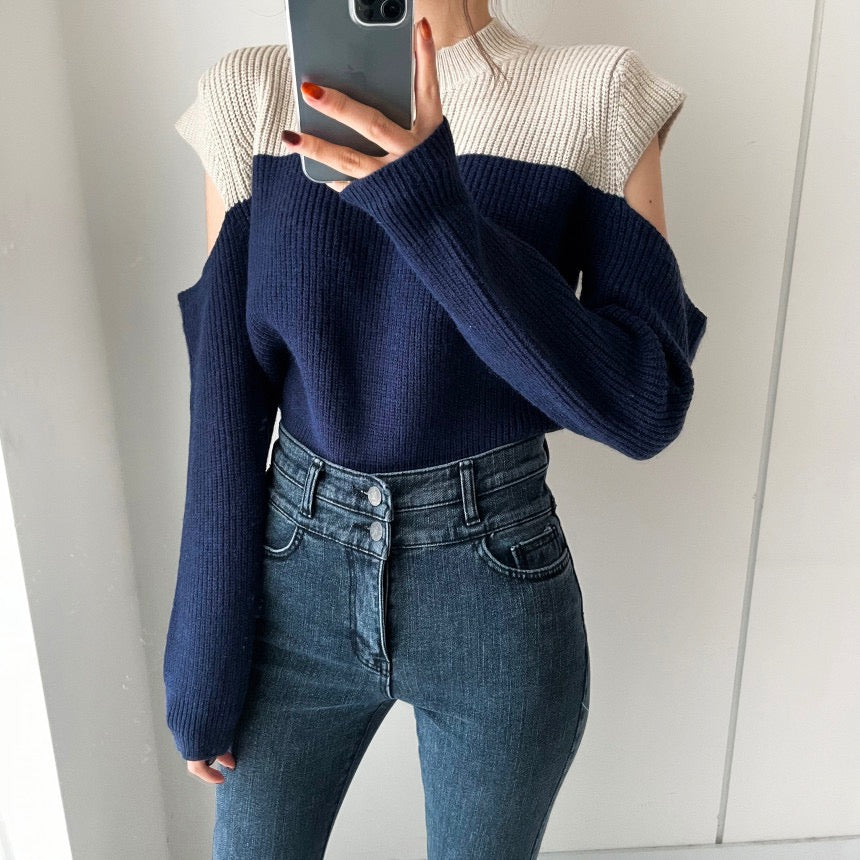 Agnes Knit Sweater Cut Out Korea Fairlady