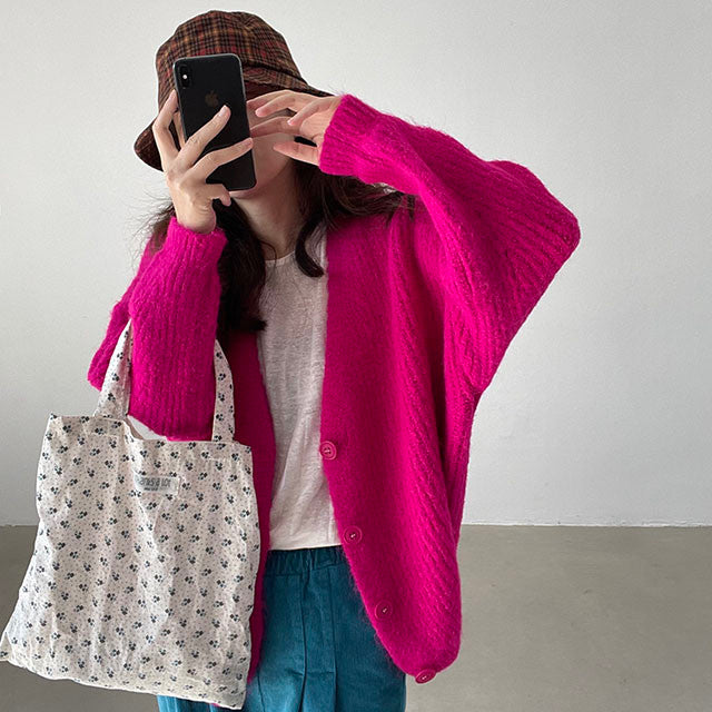 Maia Knit Wool Cardigan Fuchsia