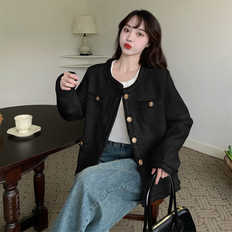 LD 102 BIG Agneta Black Tweed Blazer Korea Fairlady