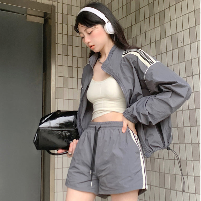 LD 128 Veronica Gym Workout Set Jacket Top+Shorts Fairlady 123