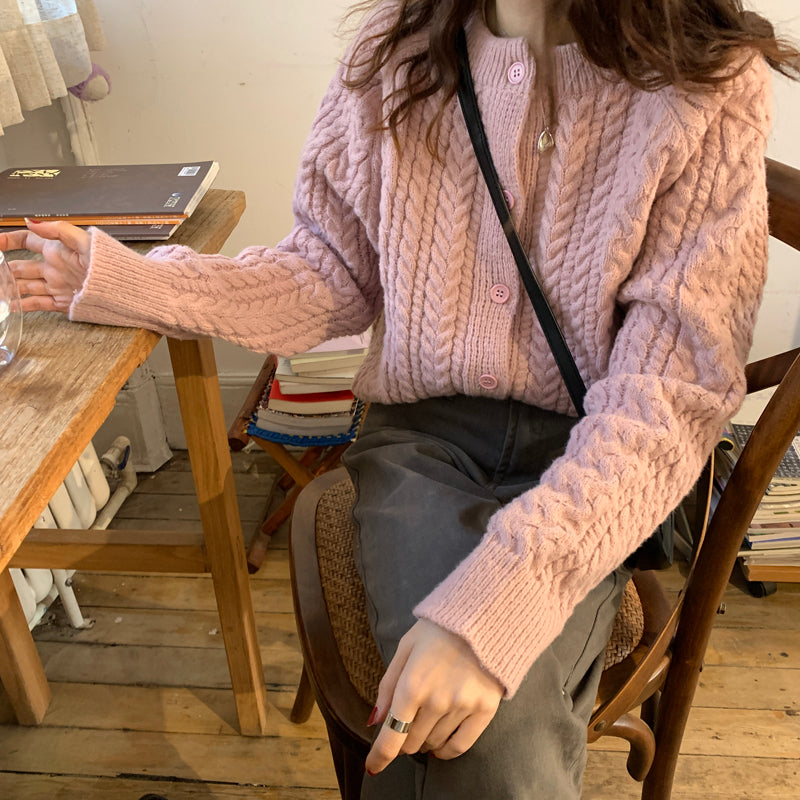 Nina Knit Cardigan Pink Salem Korea Fairlady