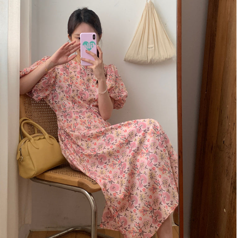 Adelita Floral Pink Dress Korea Fairlady