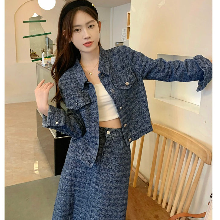 LD 116/98 BIG SIZE Hatsu Denim Set Top+Skirt Korea Fairlady