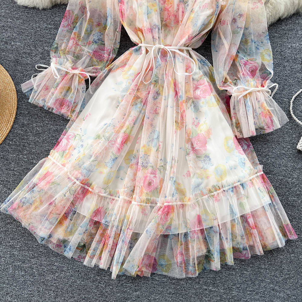 Satella Floral Chiffon Dress Korea Fairlady