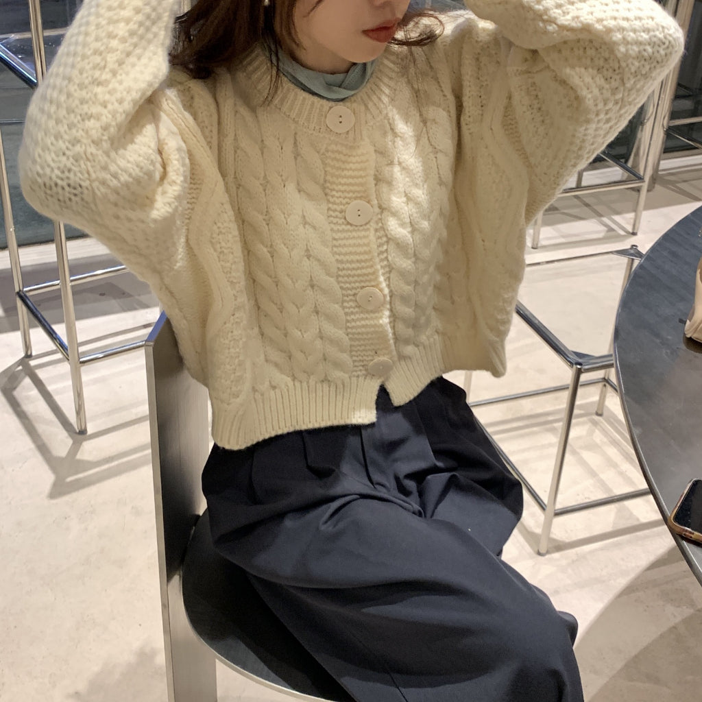 LD 112 Malvina Knit Crop Sweater Cardigan Korea Fairlady