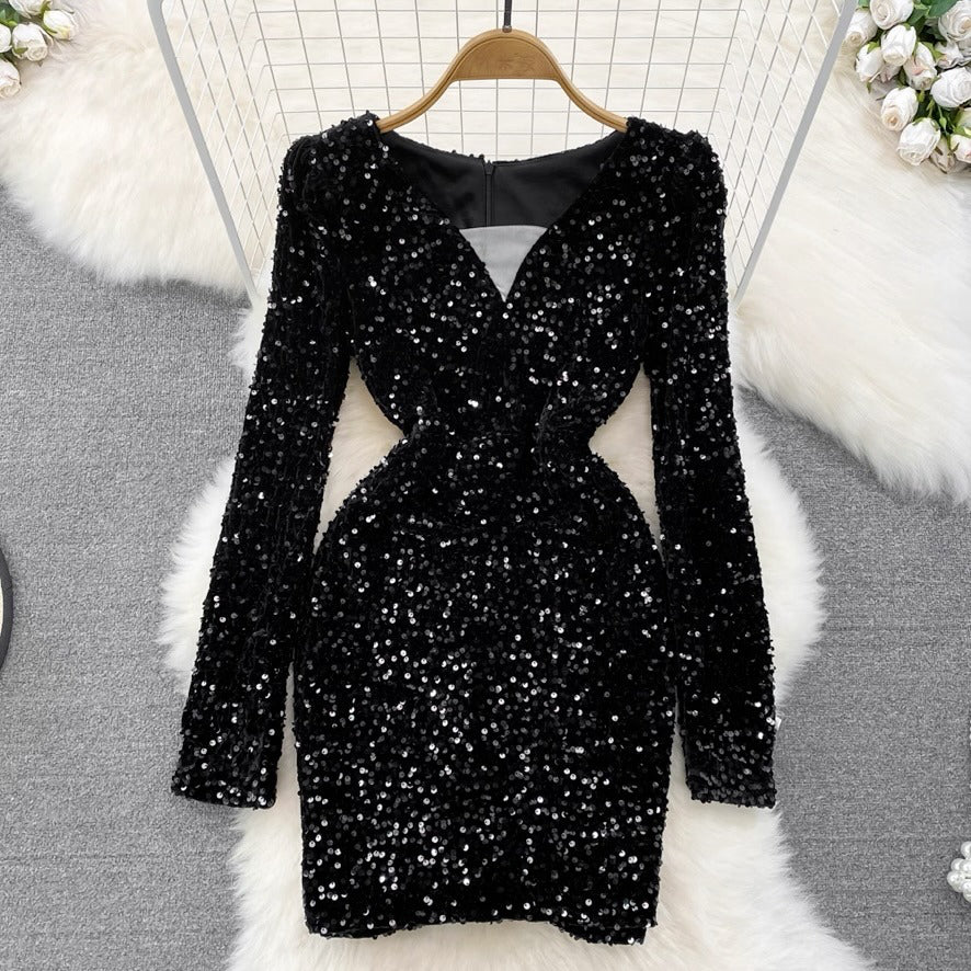 [READY STOCK] LD 84-92 Emelie Sequin Party Mini Dress Pesta Korea Wanita Korean Style Fairlady_id