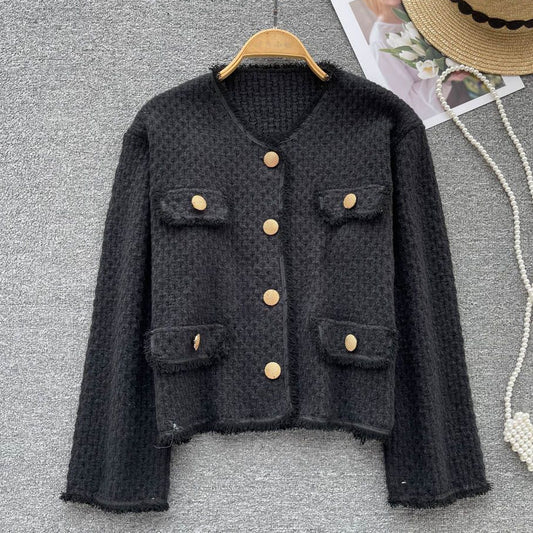 LD 100 Agata Black Tweed Blazer Korea Fairlady