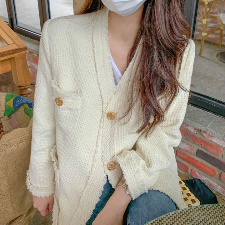 LD 100 Thera V-Neck Tweed Blazer Korea Fairlady