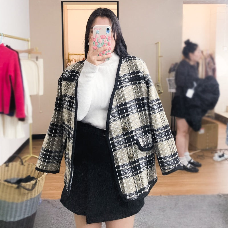 LD 106/118 BIG SIZE Shelly B&W Tweed Blazer Korea Fairlady