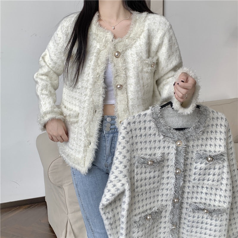 LD 98 BIG Morana Fur Gray & White Blazer Korea Fairlady