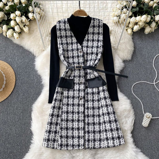 LD 88 Frida Set Tweed Dress+Inner Korea Fairlady