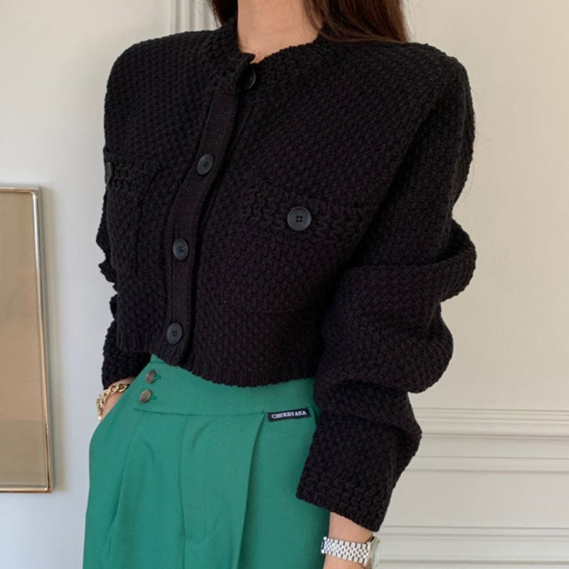 Berta Crop Knit Cardigan Korea Fairlady