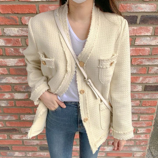 LD 100 Thera V-Neck Tweed Blazer Korea Fairlady